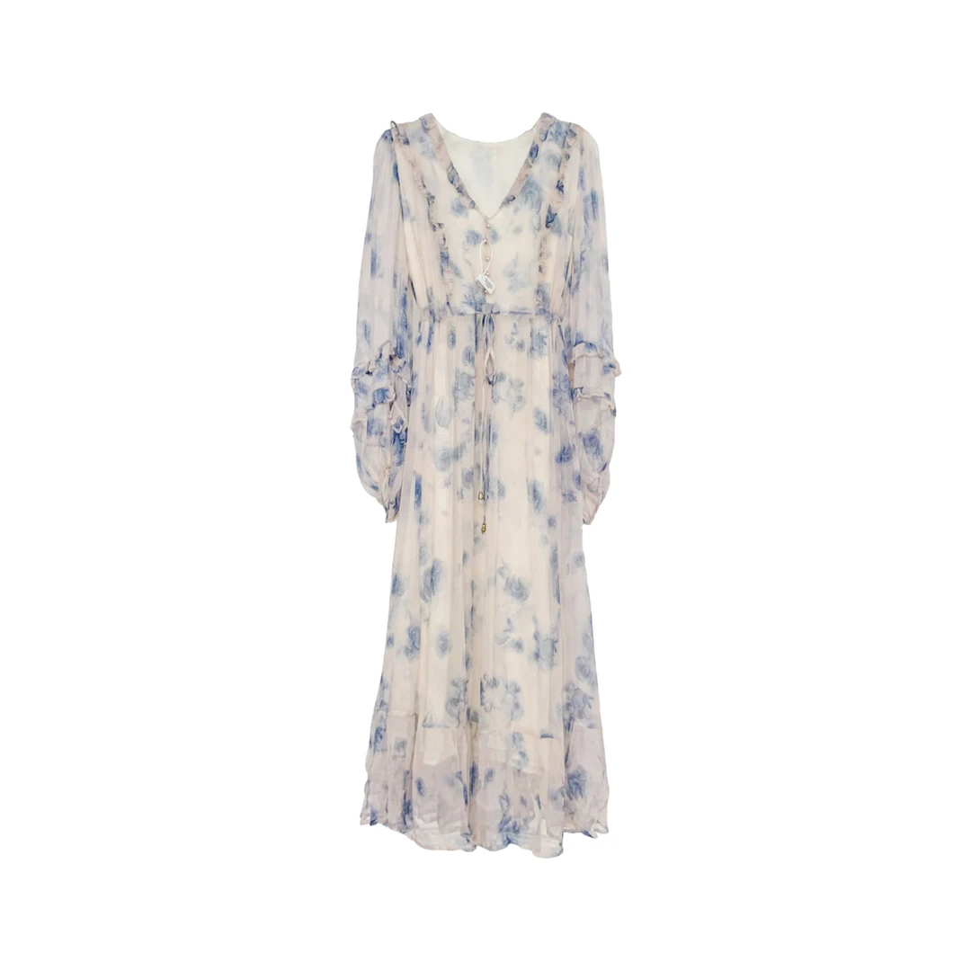 【2024-文文】重磅100桑蚕丝连衣裙Y23C9083-6