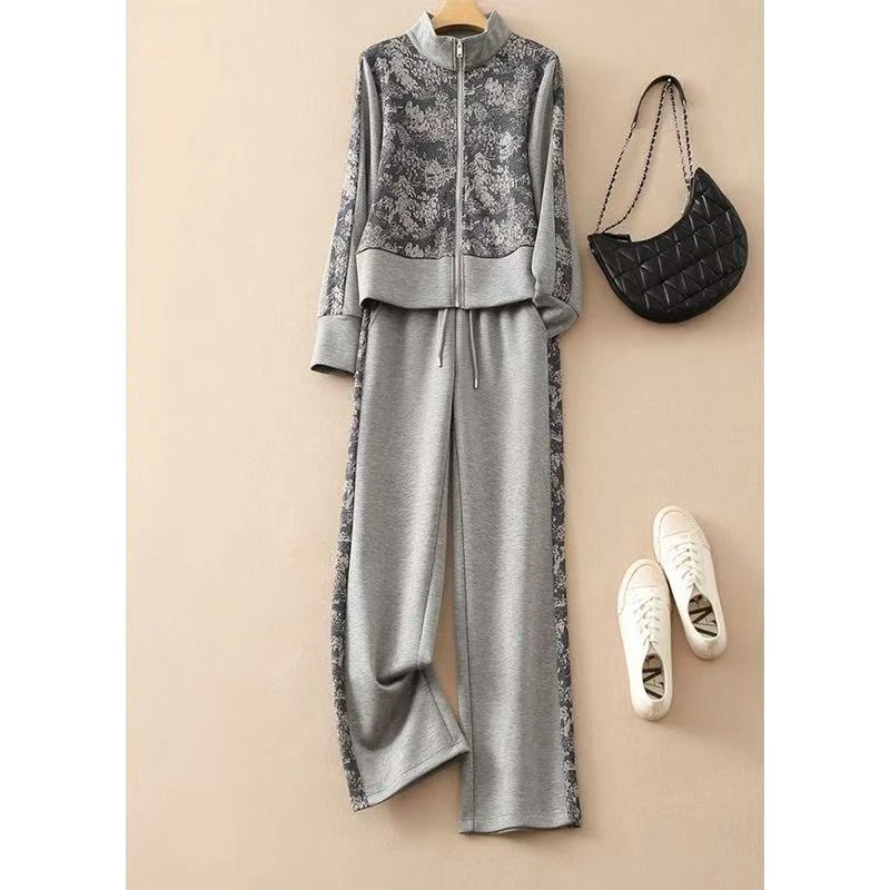 G秋冬韩版宽松洋气减龄开衫卫衣休闲裤两件套8469