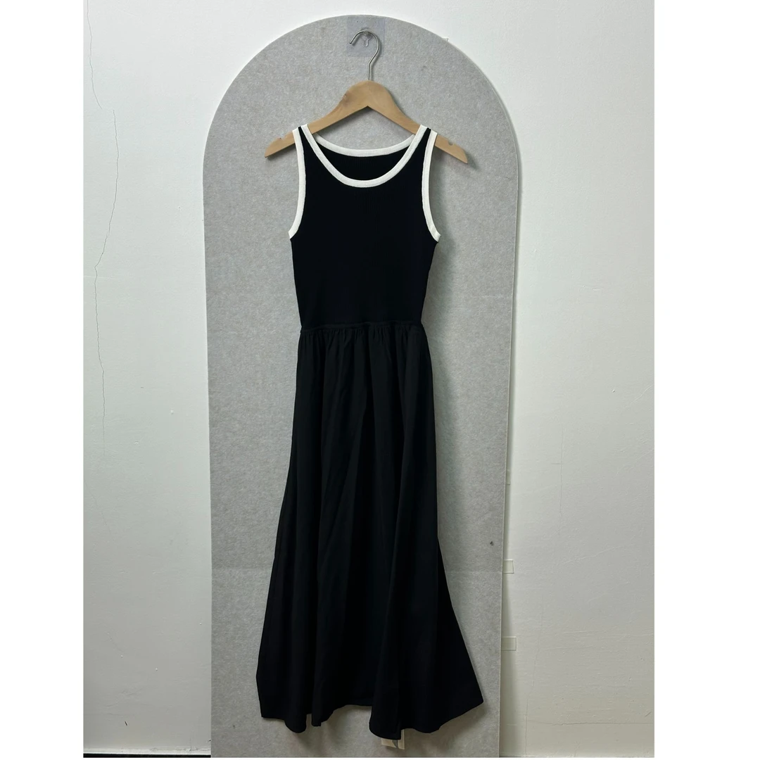 piecebypiece夏季新款女撞色拼接无袖连衣裙