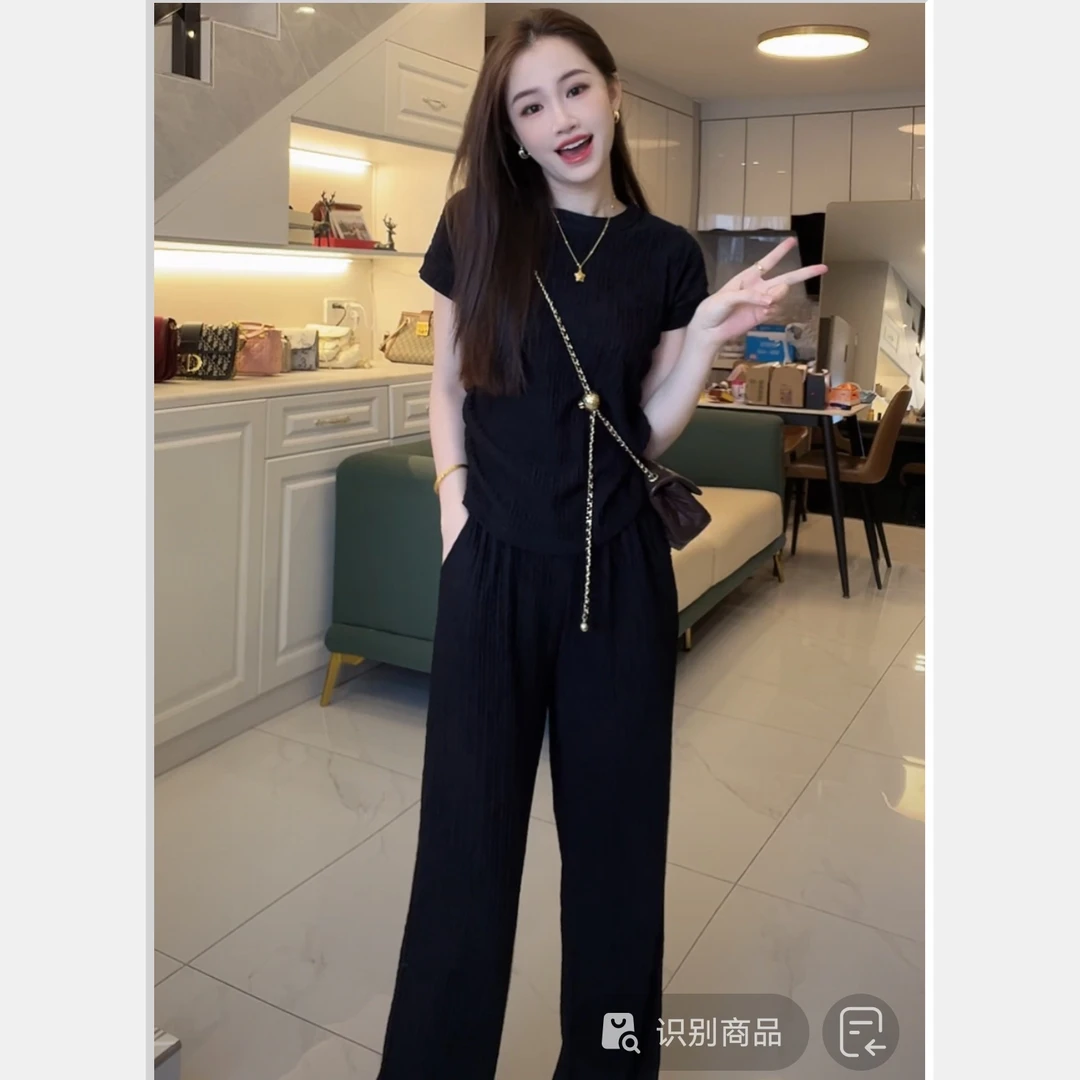 【运补4-10米】上衣+裤子/夏新款休闲套装女简约洋气气质显瘦两件套