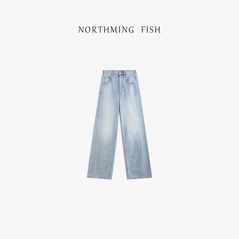 "NORTHMING FISH「行走风向标」干净又舒适 显瘦斜裁牛仔裤