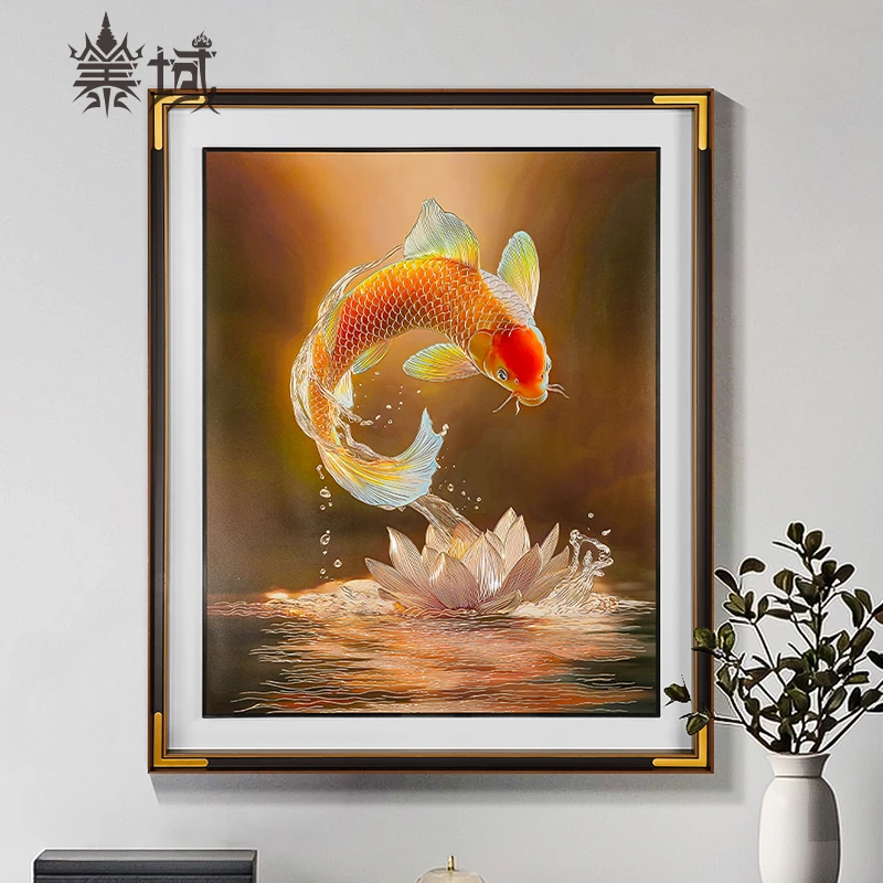 泰域《鱼跃龙门》铜雕画 客厅现代简约装饰画 餐厅卧室挂画B2-723