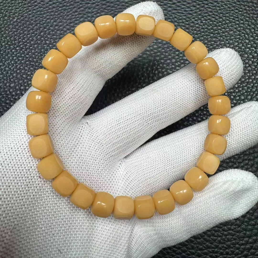 尺寸对棱卡8mm左右白玉菩提单圈一条《小鱼文玩》G136