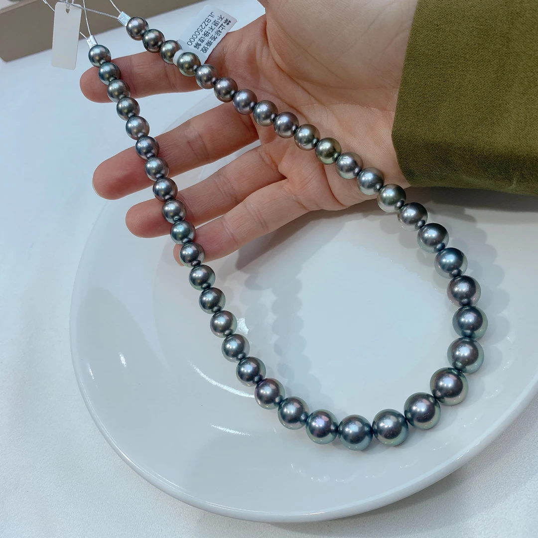 9-11.1mm大溪地铂金灰开心果绿色调超洋气串珠