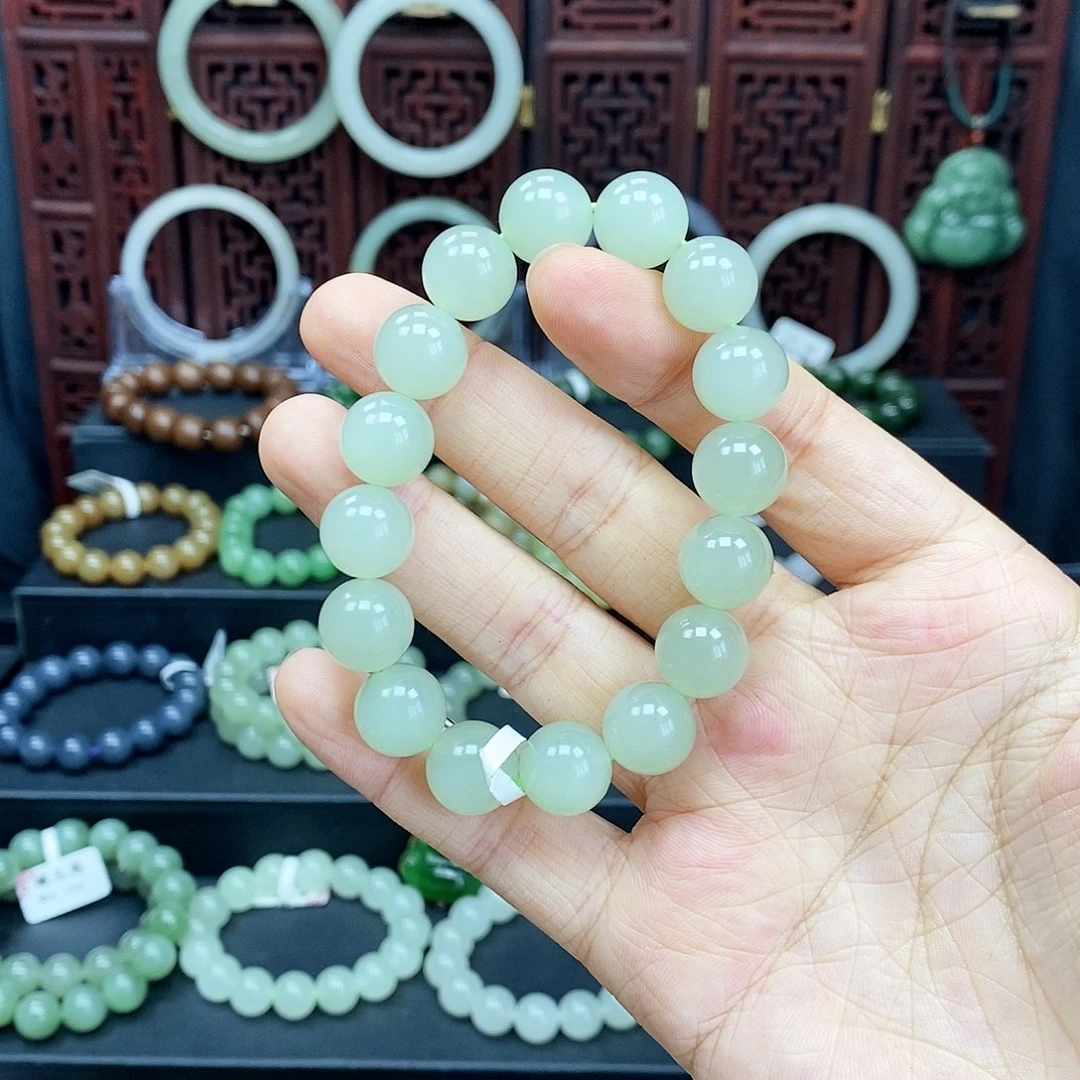 和田玉手串未镶嵌晴水12