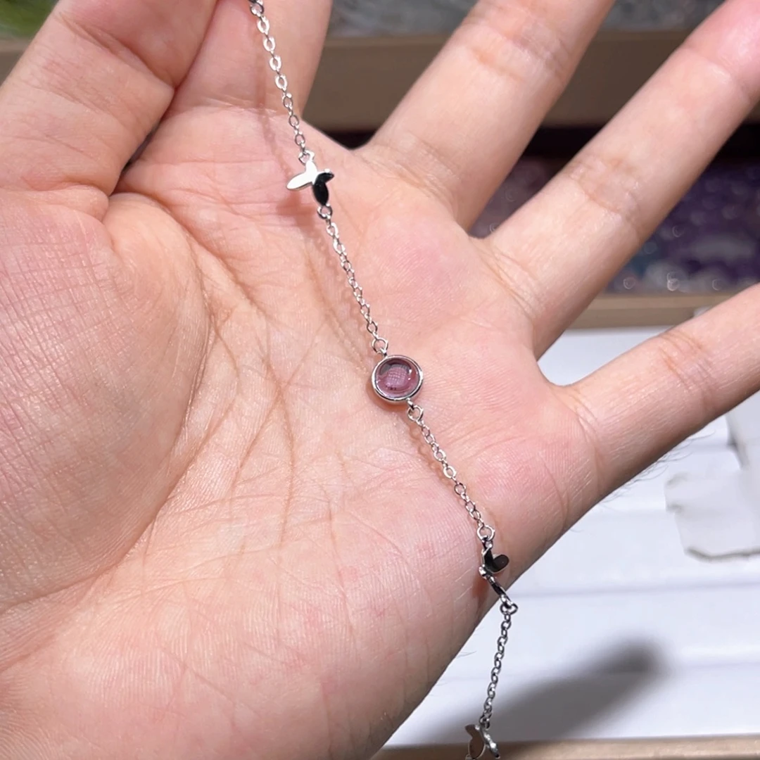 银S925镶嵌手链水晶紫水晶007