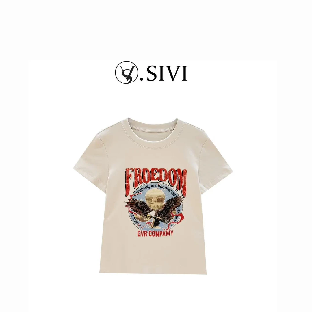 熙薇【街头潮流】2025夏季新款时尚休闲气质T恤上衣H3360