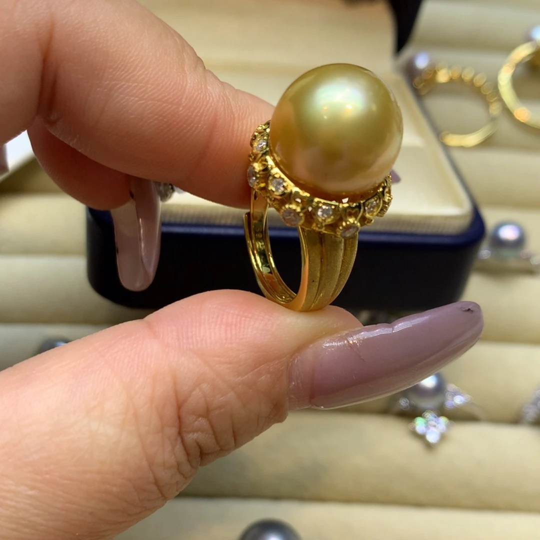 银S925镶嵌戒指海水珍珠