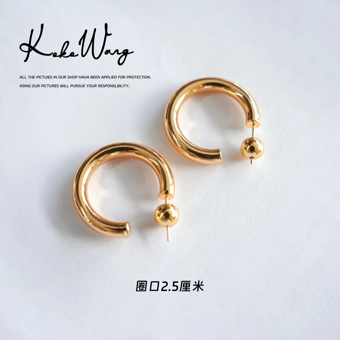 铜合金耳饰 KOKO WANG 轻奢高级感简约个性半圈耳环X0705I28S51