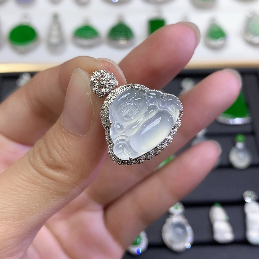 翡翠18K金镶嵌吊坠(不含链)
