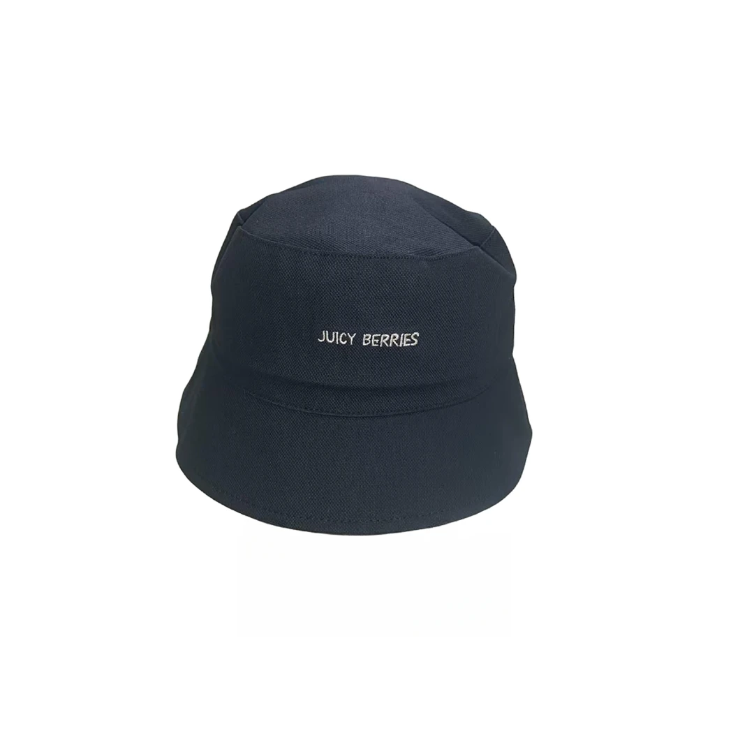 小字母刺绣盆帽休闲时尚极简秋季女款渔夫帽黑色帽子蓝色经典圆帽