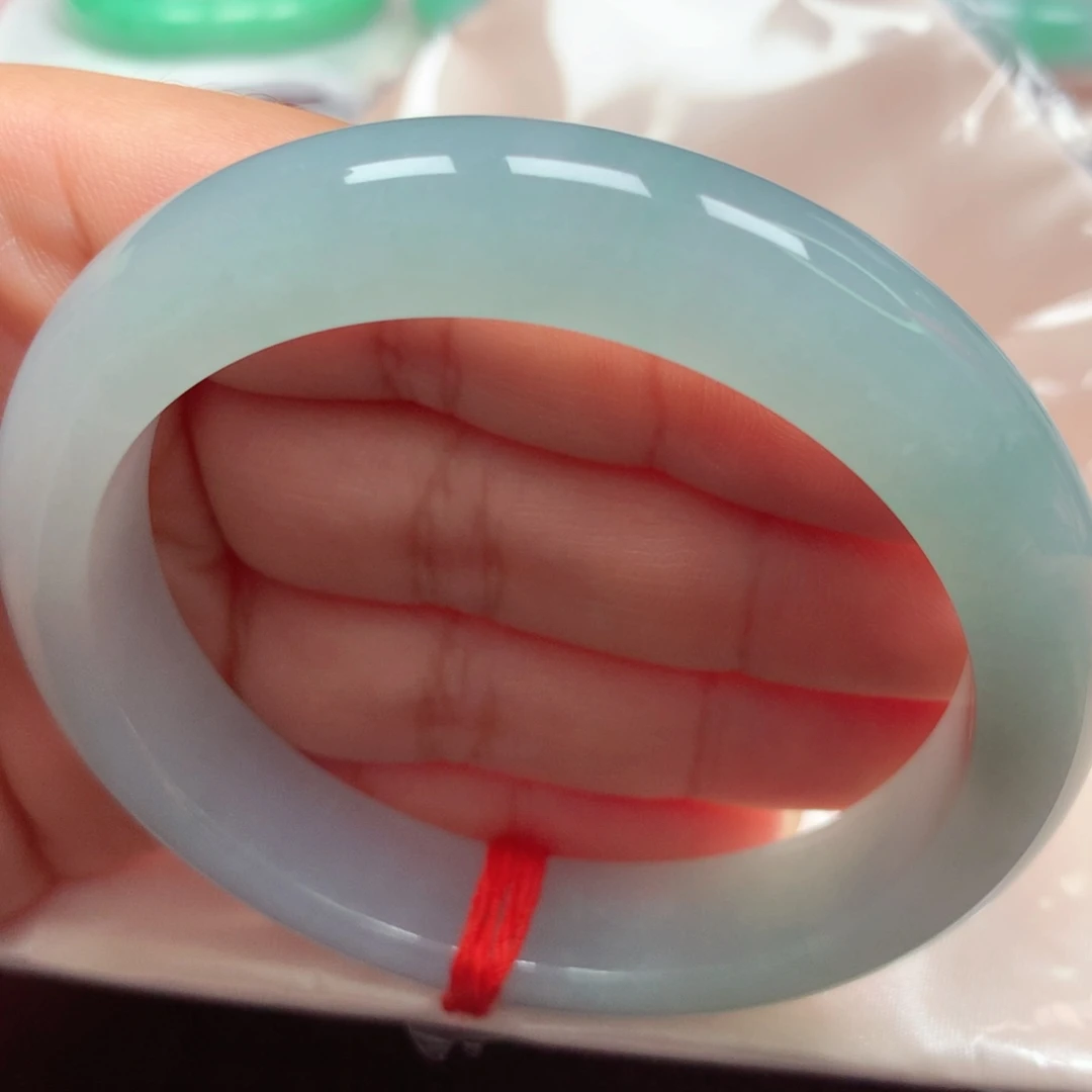 未镶嵌手镯翡翠49冰胶蓝晴果冻胶