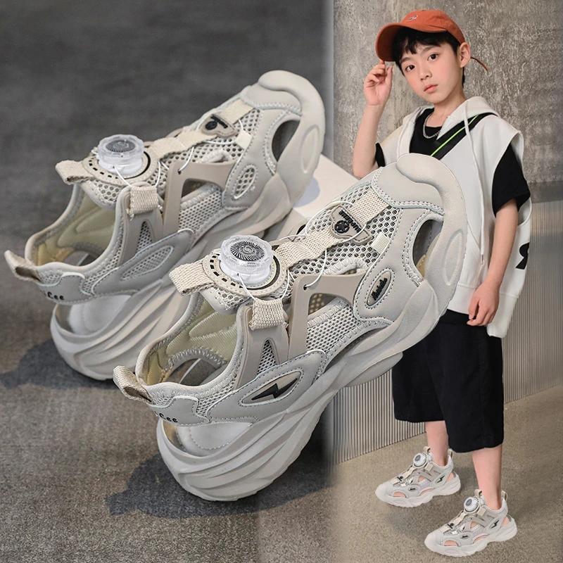 断码25年夏季新款男童女童中大童包头夏季夏季女童闪钻包头