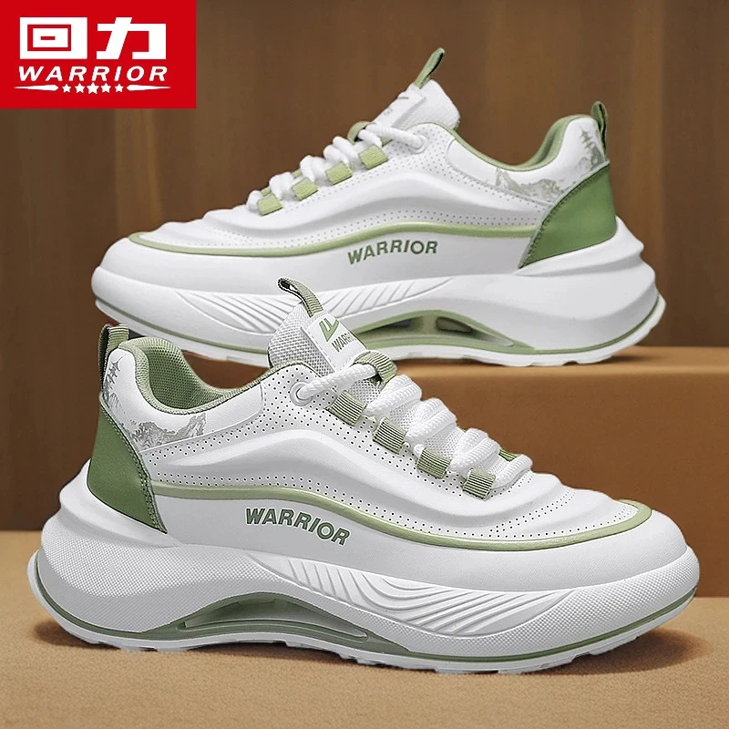 回力男鞋冬季透气2025新款运动休闲跑步减震厚底皮面小白防滑潮鞋