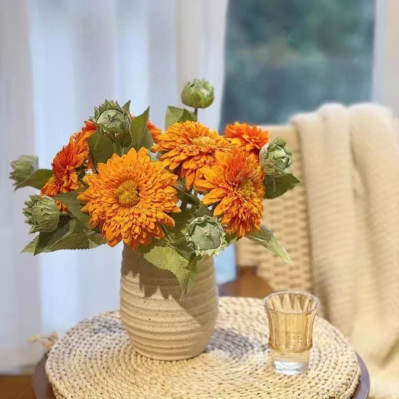 向日葵仿真花高级感逼真假花干花花束客厅摆设餐桌摆件装饰品花艺