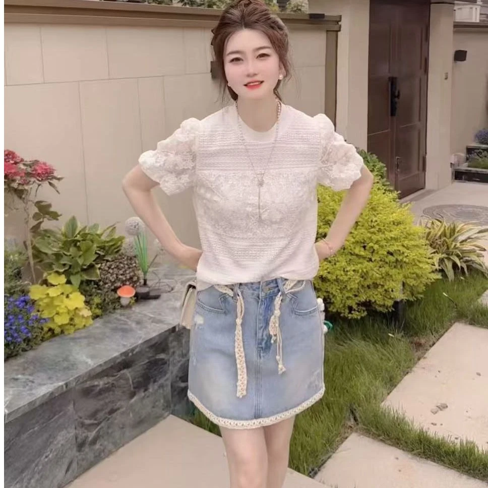 『花边牛仔Y』设计显瘦百搭时尚半裙50061