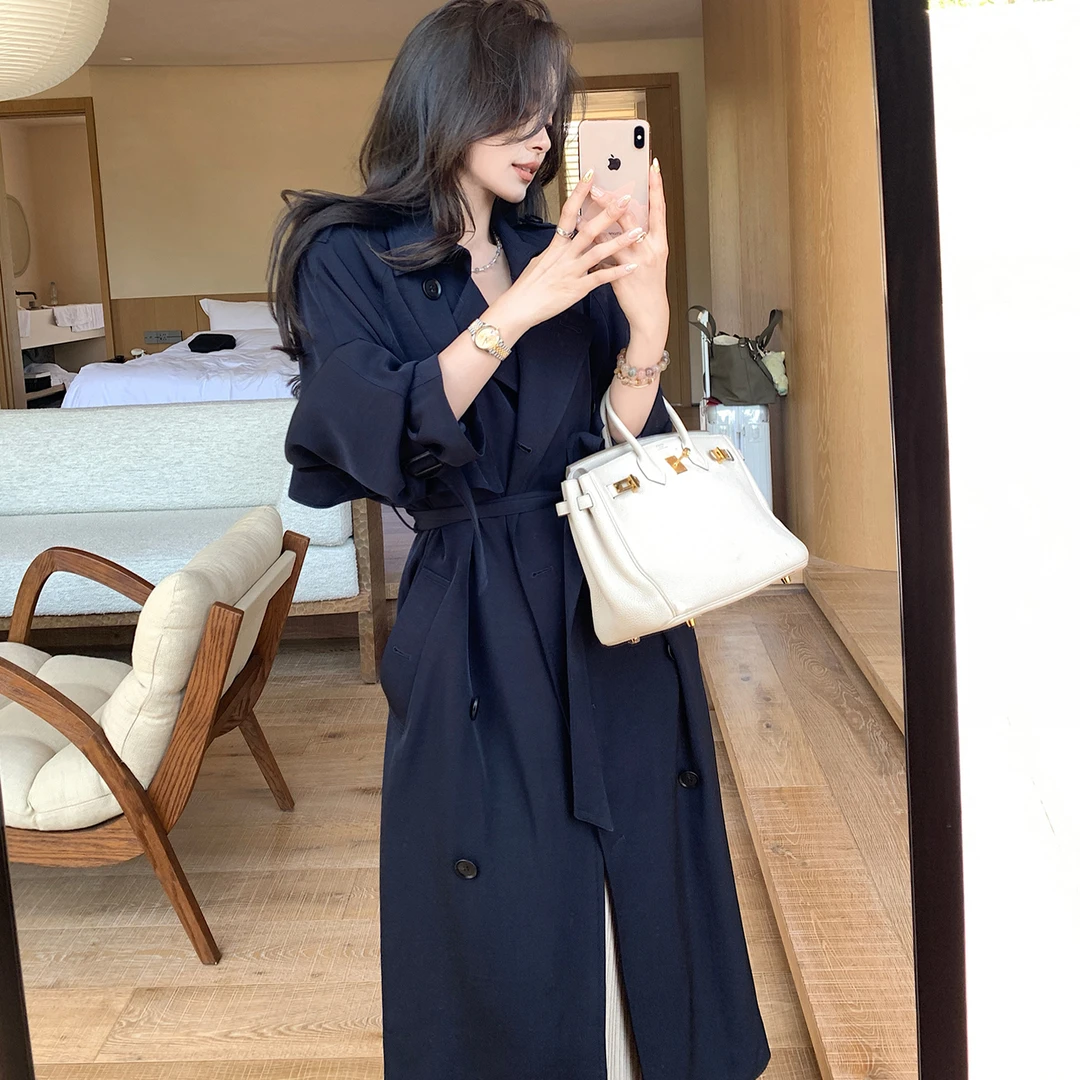 “全智贤姐姐风衣”智性松弛知识分子风 经典廓形大翻领垂感风衣!