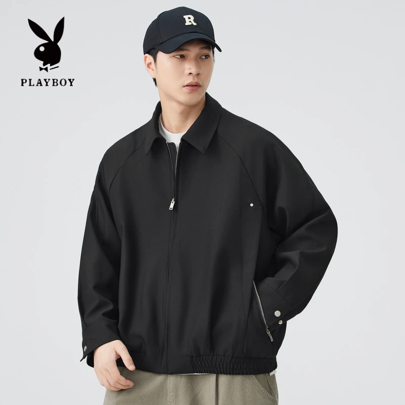 PLAYBOY/花花公子美式翻领夹克男士秋季潮流百搭休闲长袖上衣外套