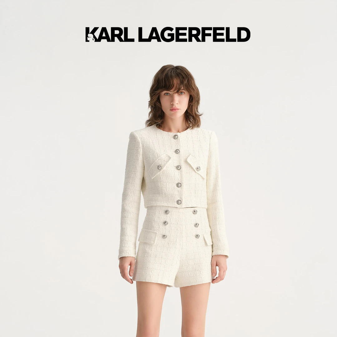Z007【赵老板专属】KARLLAGERFELD新款白色香风花呢外套E36W1528