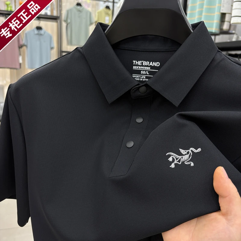 奥莱撤柜 刺绣鸟男士t恤短袖夏季25新款冰丝高级感男装polo衫男款