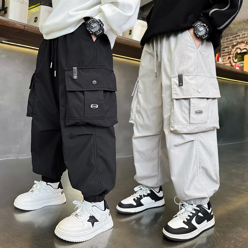 男童裤子儿童工装裤春秋款2025新款时髦中大童宽松长裤儿童休闲裤