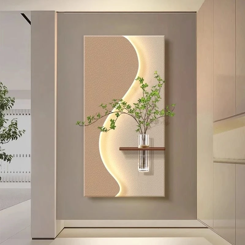 水培绿植玄关装饰画壁灯奶油风走廊尽头led灯挂画diy可养花的砂岩