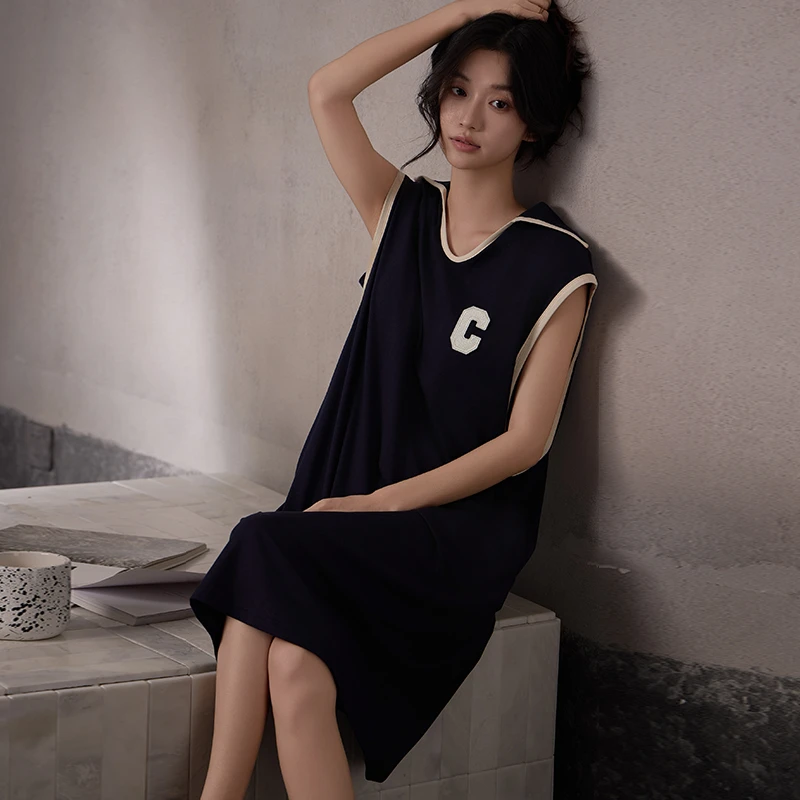 带胸垫睡裙女款睡衣夏季莫代尔凉感棉无袖背心可外穿家居服连衣裙
