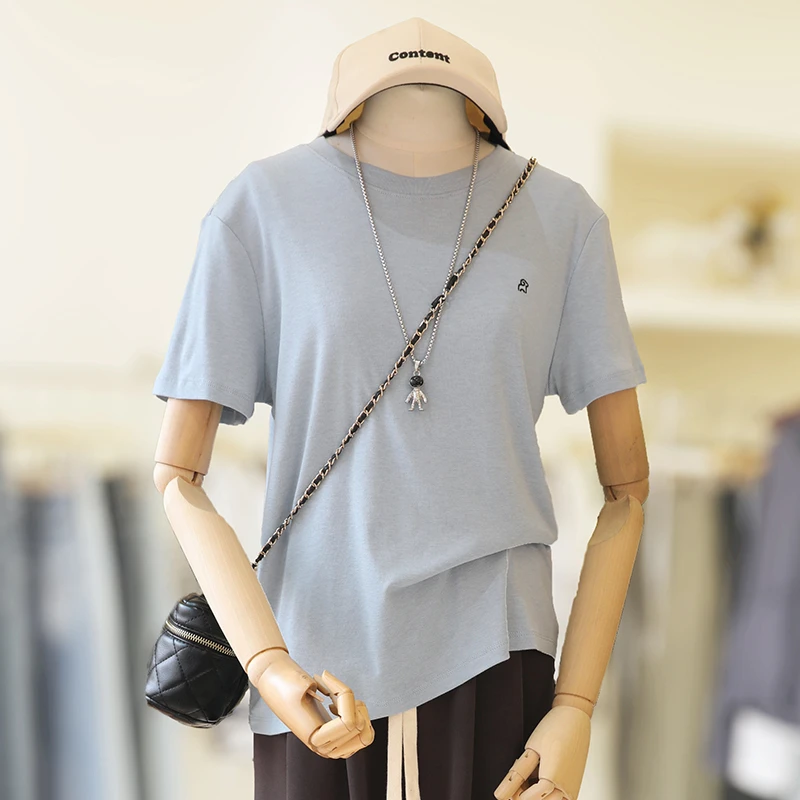 zaw大码女装120斤到220斤高端羊毛短袖T恤女遮肚子藏肉上衣/25131