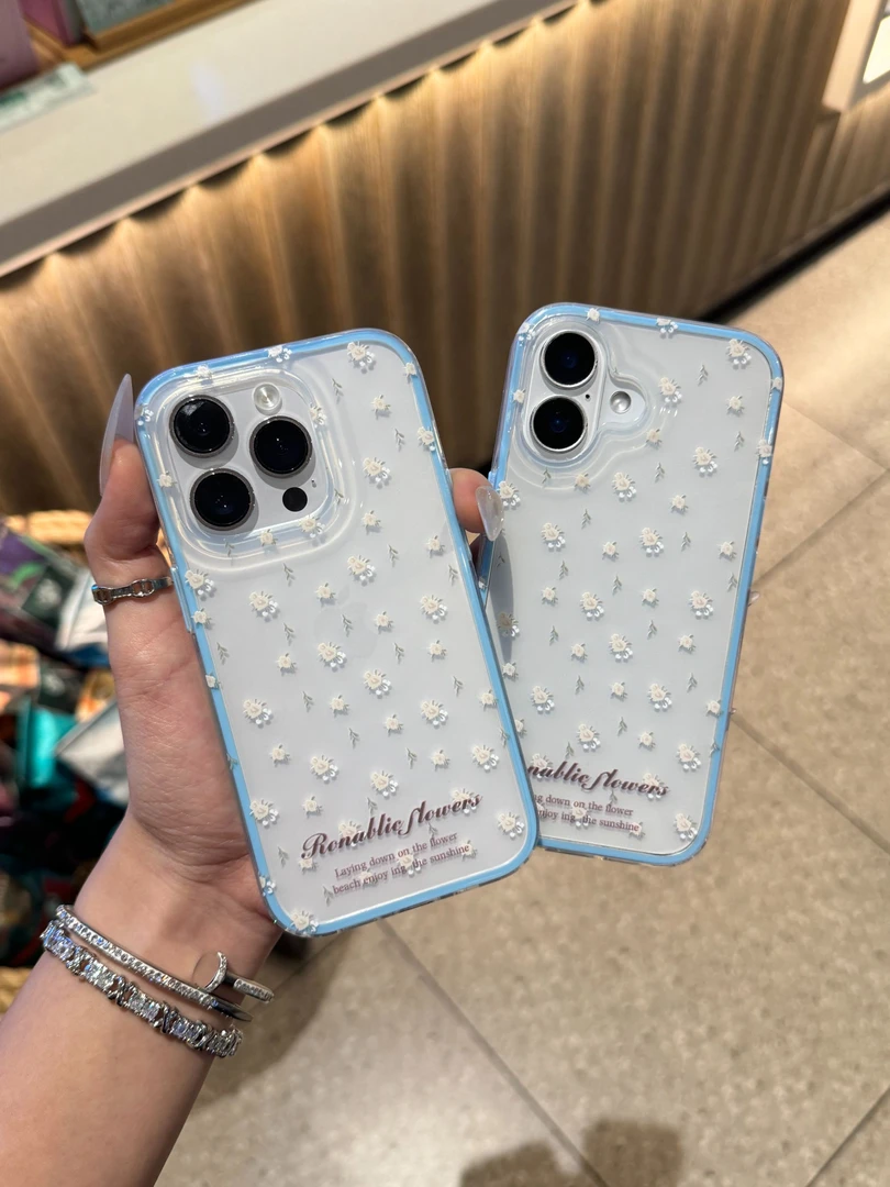 浪漫小清新碎花适用于苹果16手机壳iPhone15透明11大孔13软12