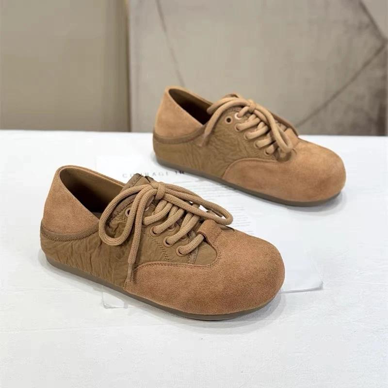 C4450  驼色  时尚厚底圆头女休闲鞋 勃肯鞋