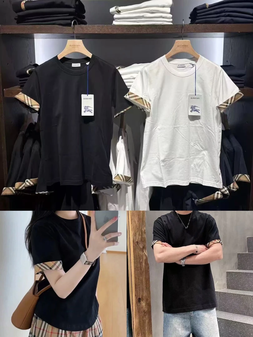 未使用 BURBERRY/博柏利 专柜袖口经典格纹短袖  男女同款