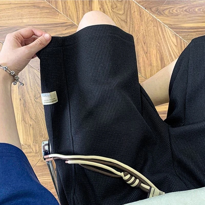 美式黑色短裤男2025新款宽松运动休闲垂感裤子男生夏季五分裤潮牌