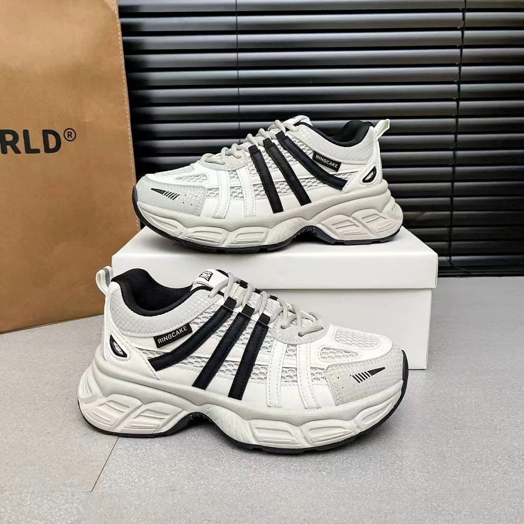 T02女春季新款厚底百搭轻便超火运动休闲鞋网面透气跑步鞋