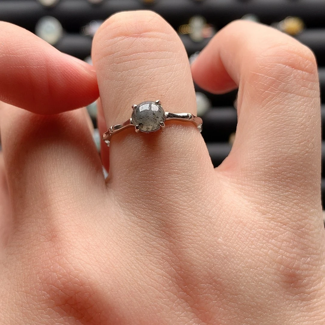 翡翠戒指银S925镶嵌0053