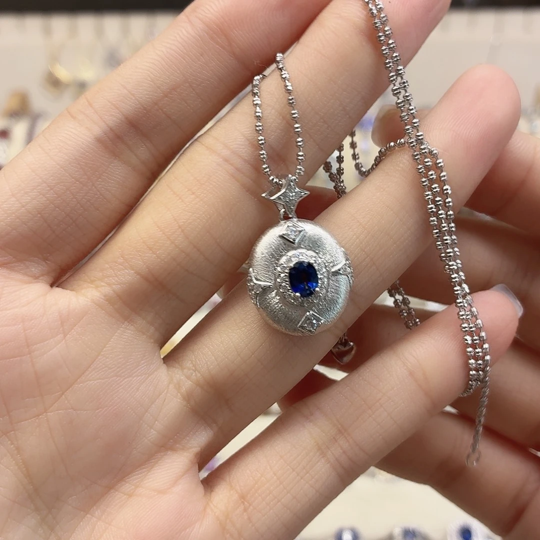 空***姐吊坠(赠链)蓝宝石银S925镶嵌