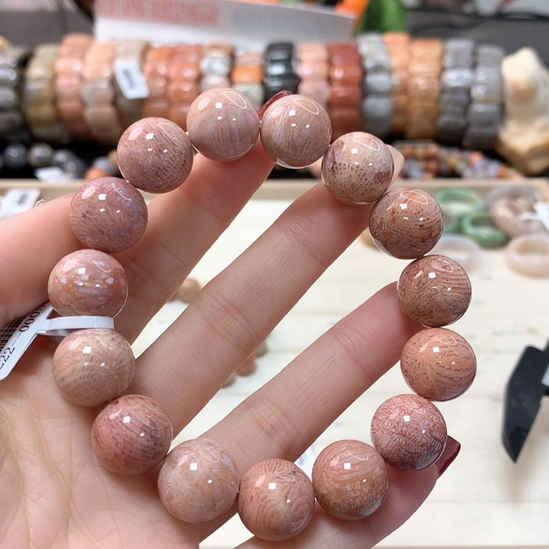 硅化珊瑚（珊瑚玉）手链未镶嵌霜*441