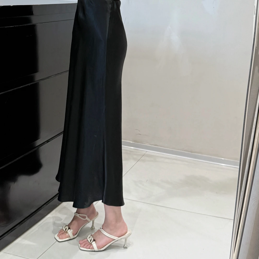 轻奢醋酸鱼尾半裙显瘦气质高腰时尚