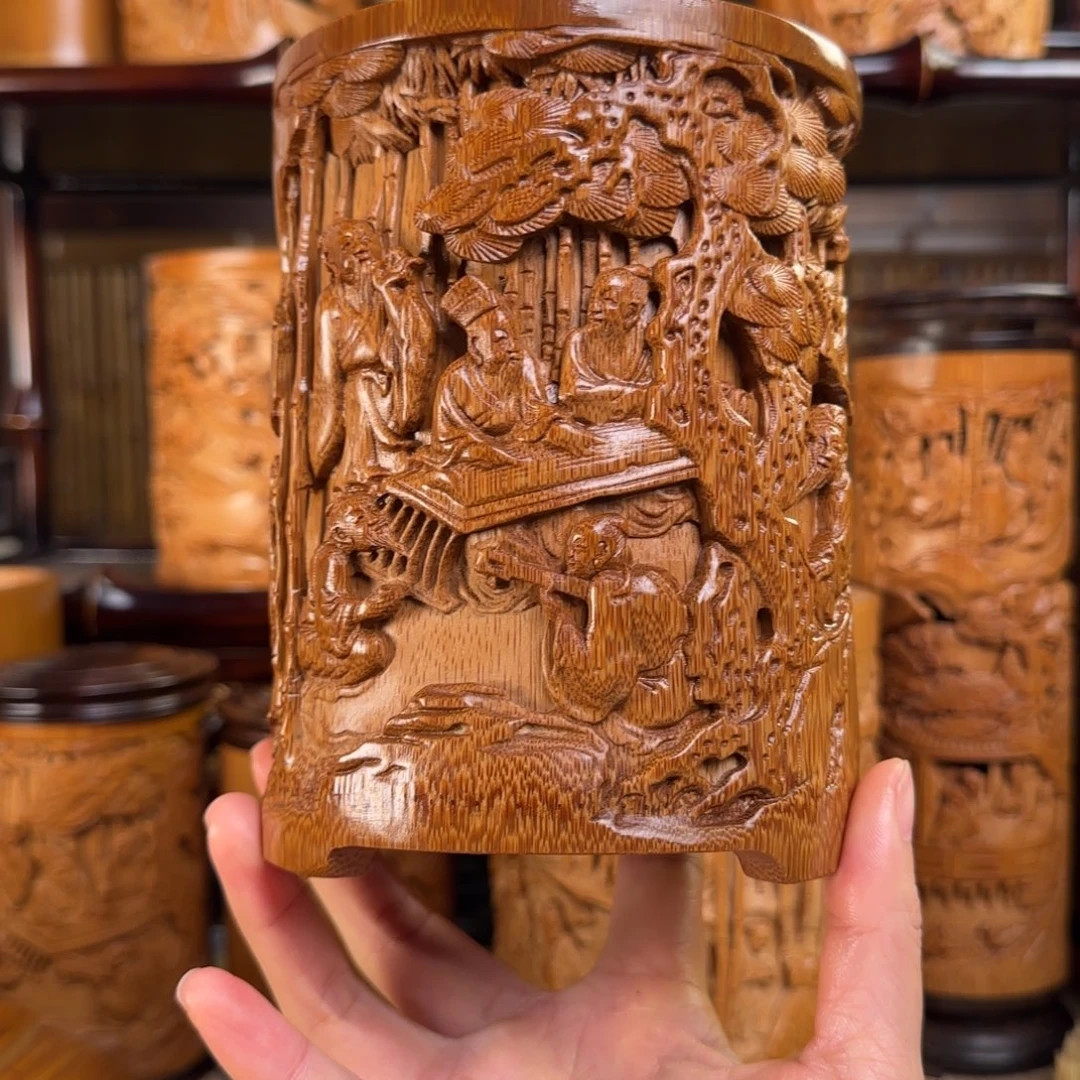 竹手工雕刻竹林七贤