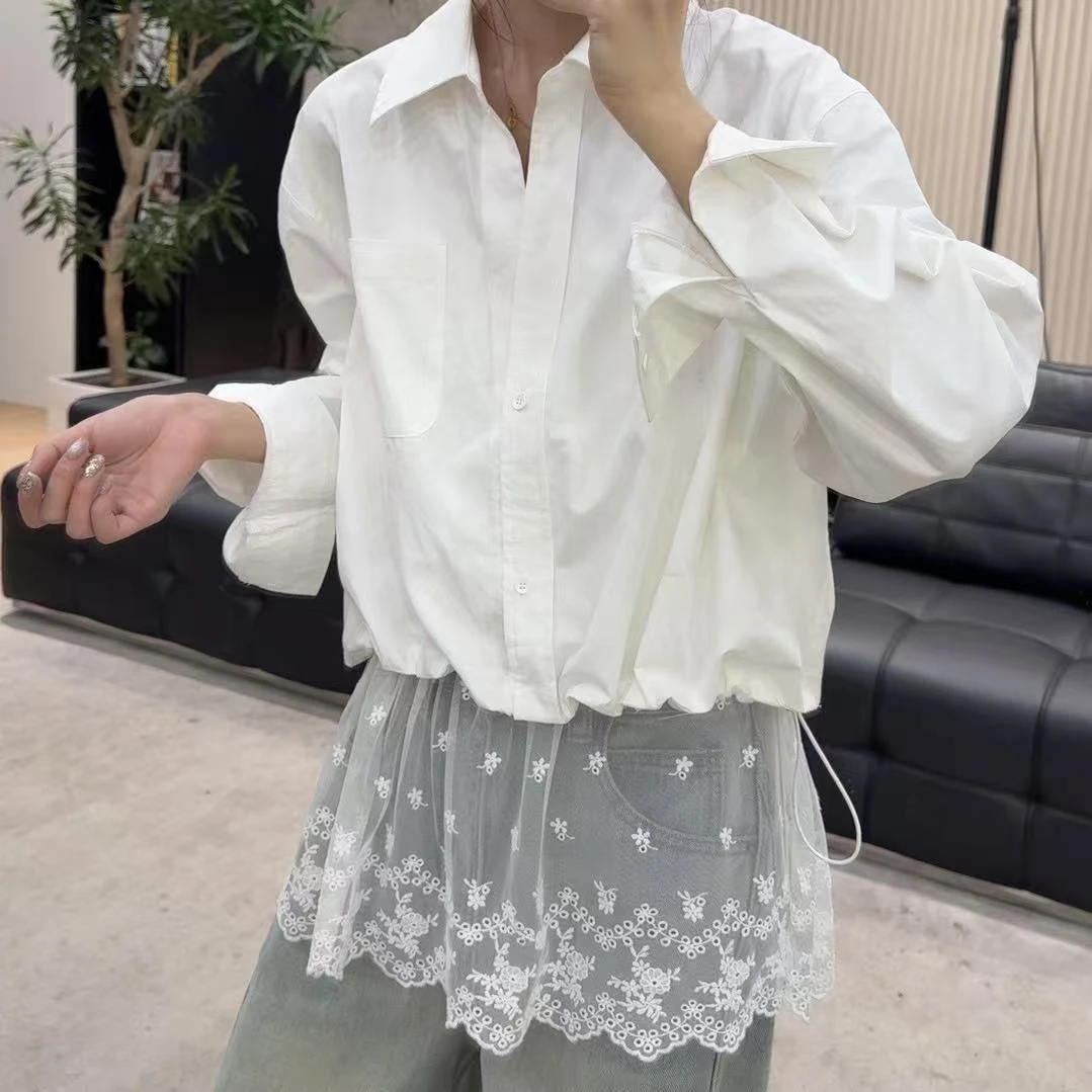 DALIANSU/大脸酥-4194   春季蕾丝拼接设计感衬衫上衣