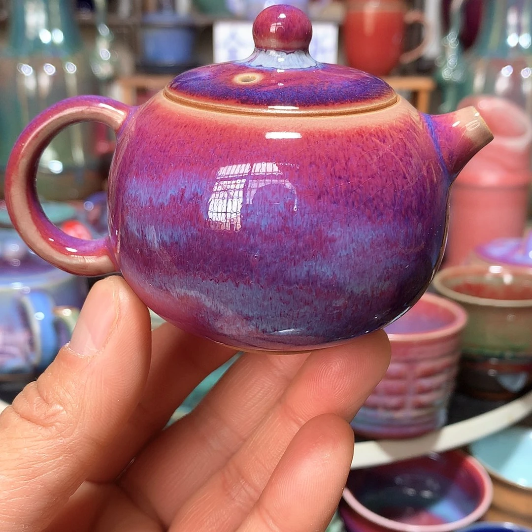 杯你***名纯手工山水釉西施壶