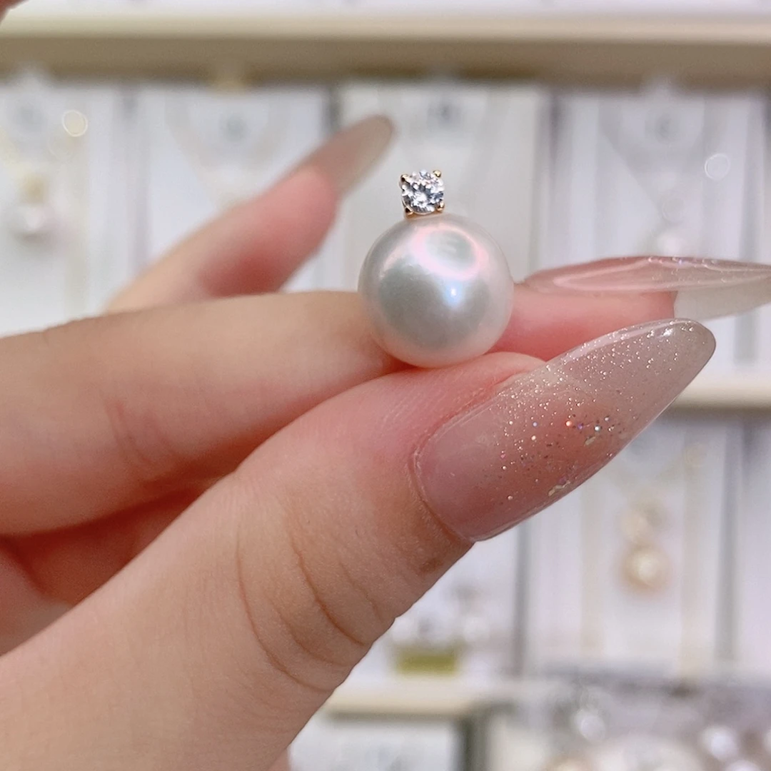 淡水珍珠银S925镶嵌颈饰11-12m