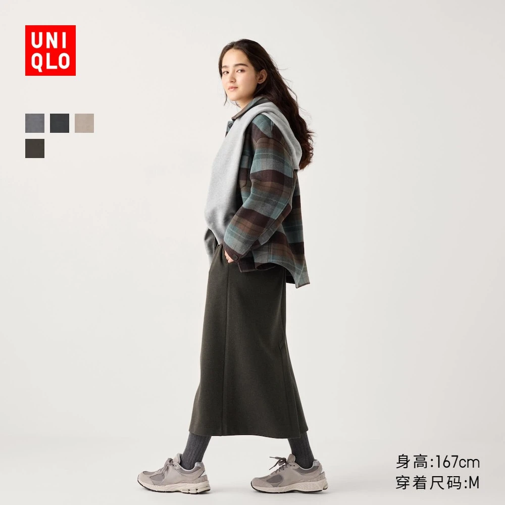 优衣库女装绒面针织窄身裙/半身裙裙子472562