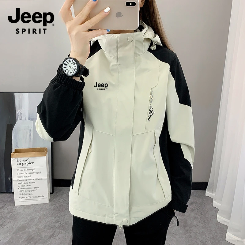 JEEP SPIRIT吉普三合一冲锋衣男女款可拆卸户外冬季加绒加厚外套