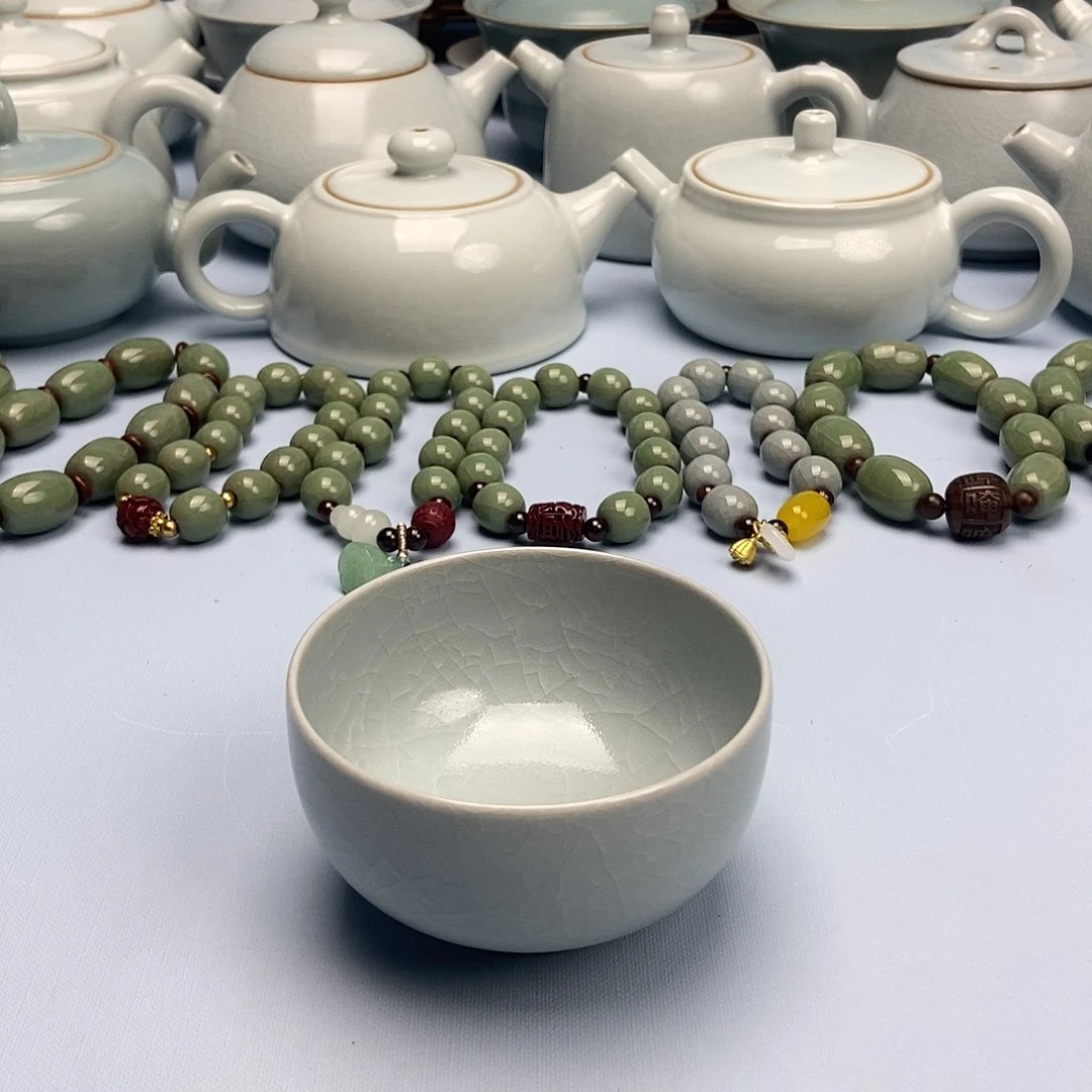 杯仿古月白罗汗杯原矿原釉原产地