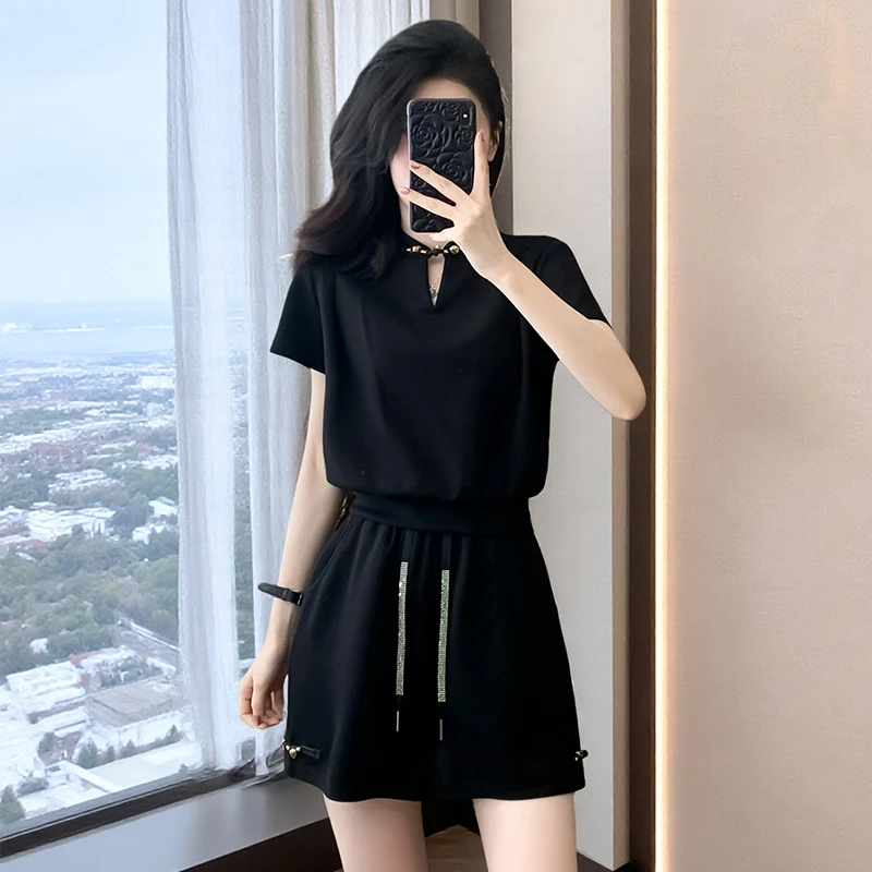 休闲风时尚套装运动女装套装夏装显瘦宽松减龄阔腿短款小个子