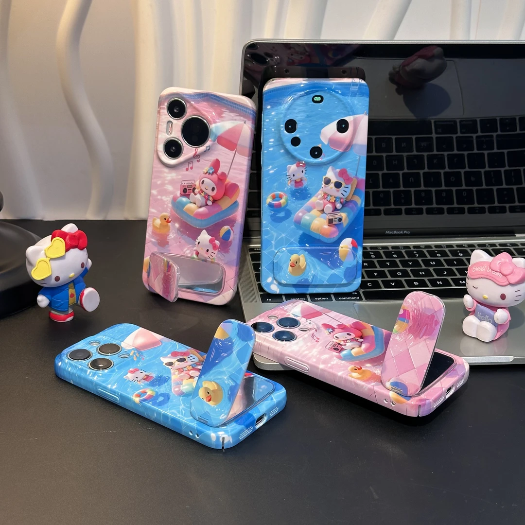 夏日泳池KT美乐蒂支架适用苹果16菲林手机壳小米15vivo华为oppo套