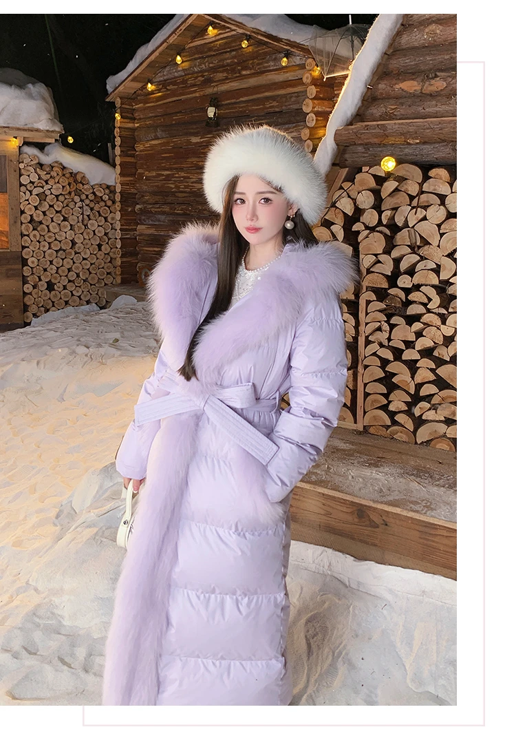 冰冰来了【衣长110款】大毛领羽绒服长款收腰白鸭绒外套26341/26320