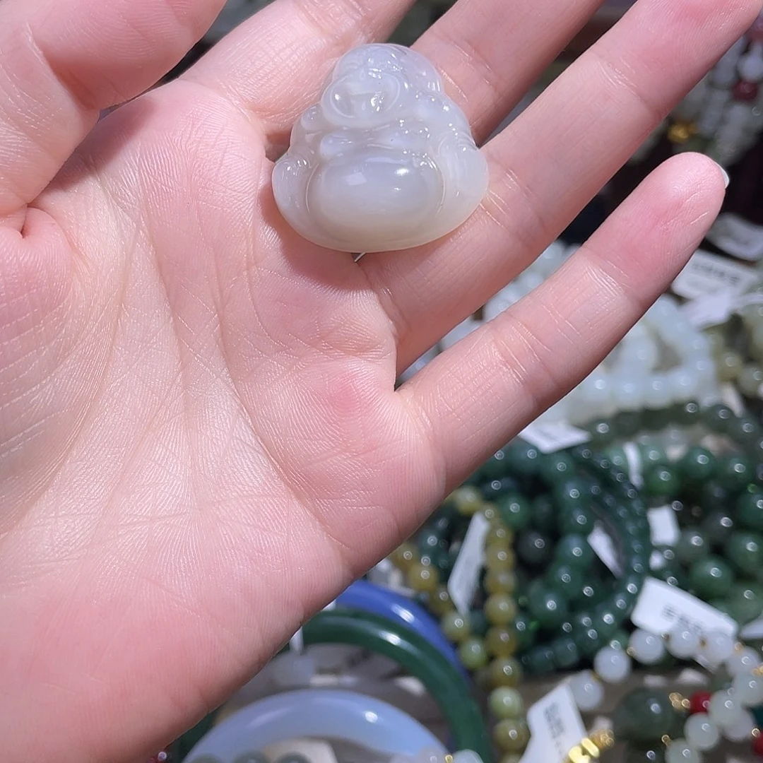 和田玉未镶嵌吊坠(不含链)佛公烟紫