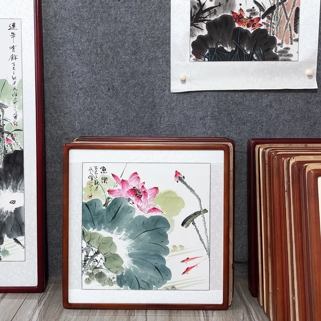 国画书画作品带框63×63