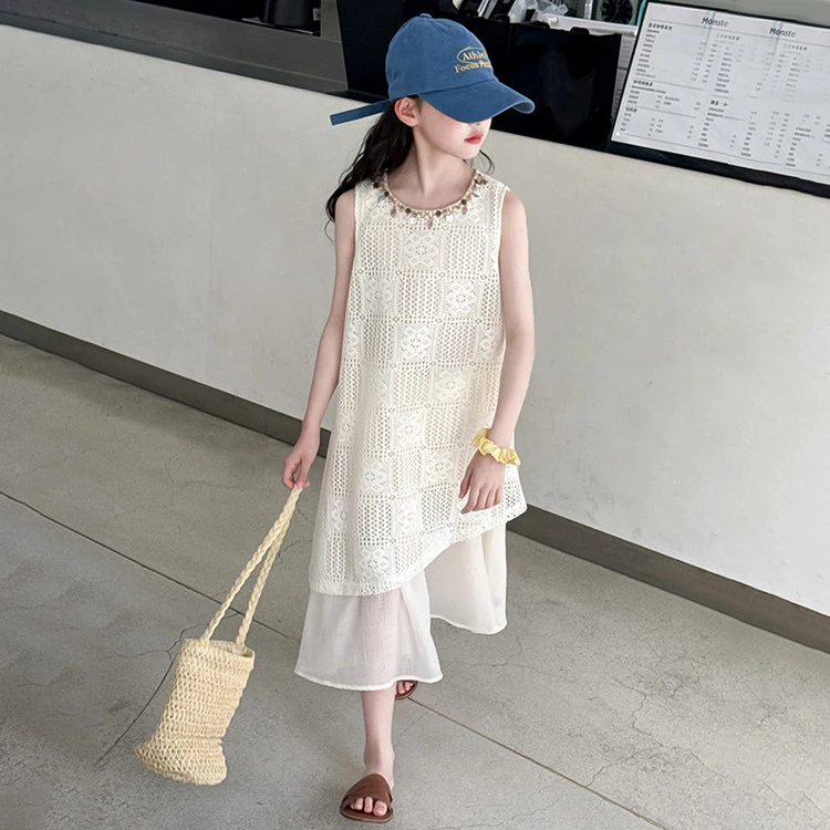女童无袖连衣裙夏季2025新款儿童洋气波西米亚风背心裙女孩长裙子